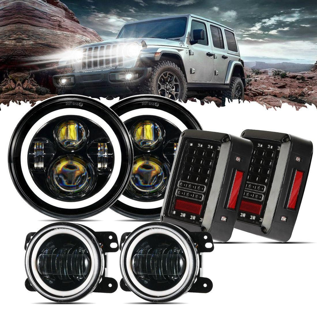 Auxbeam 7'' LED Headlight Replacement with Halo Ring