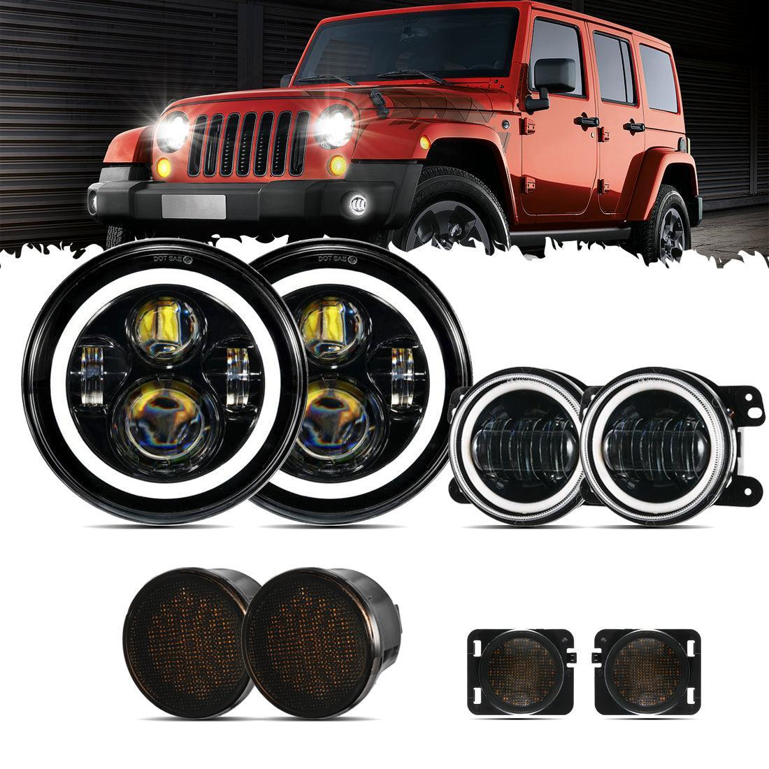 Auxbeam 7" LED Headlight Replacement for Jeep Wrangler JK