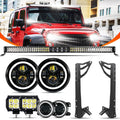 Auxbeam 7" LED Halo Headlights + 4" Inch LED Fog Lights for Jeep Wrangler JK