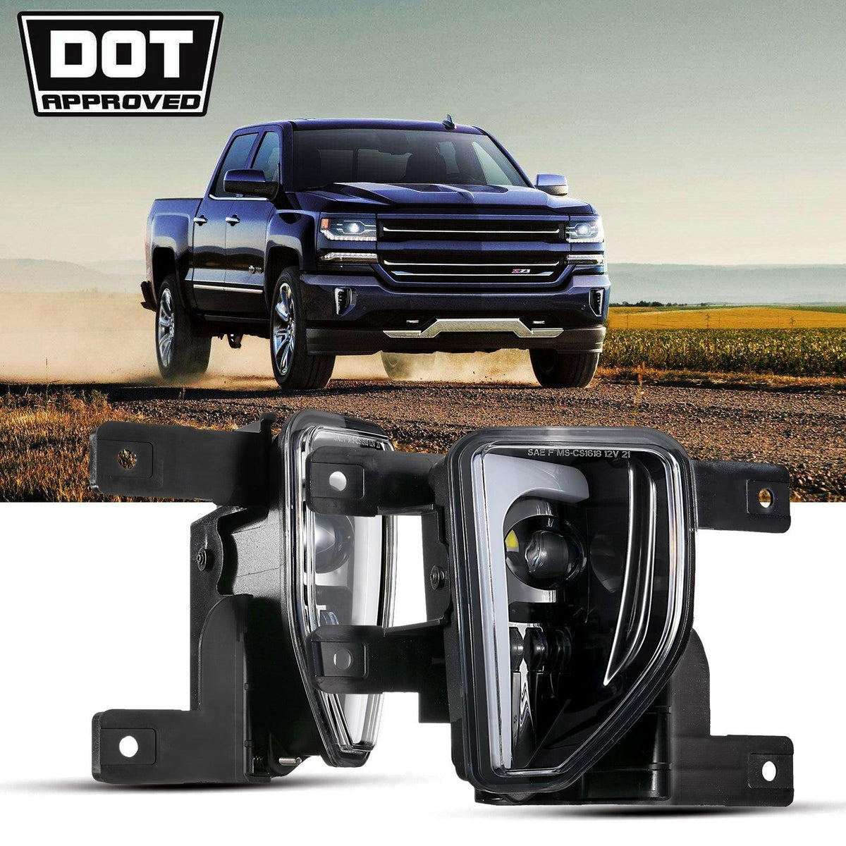 Auxbeam 45W DOT Approved LED Fog Lights for 2016-2018 Chevy Silverado 1500