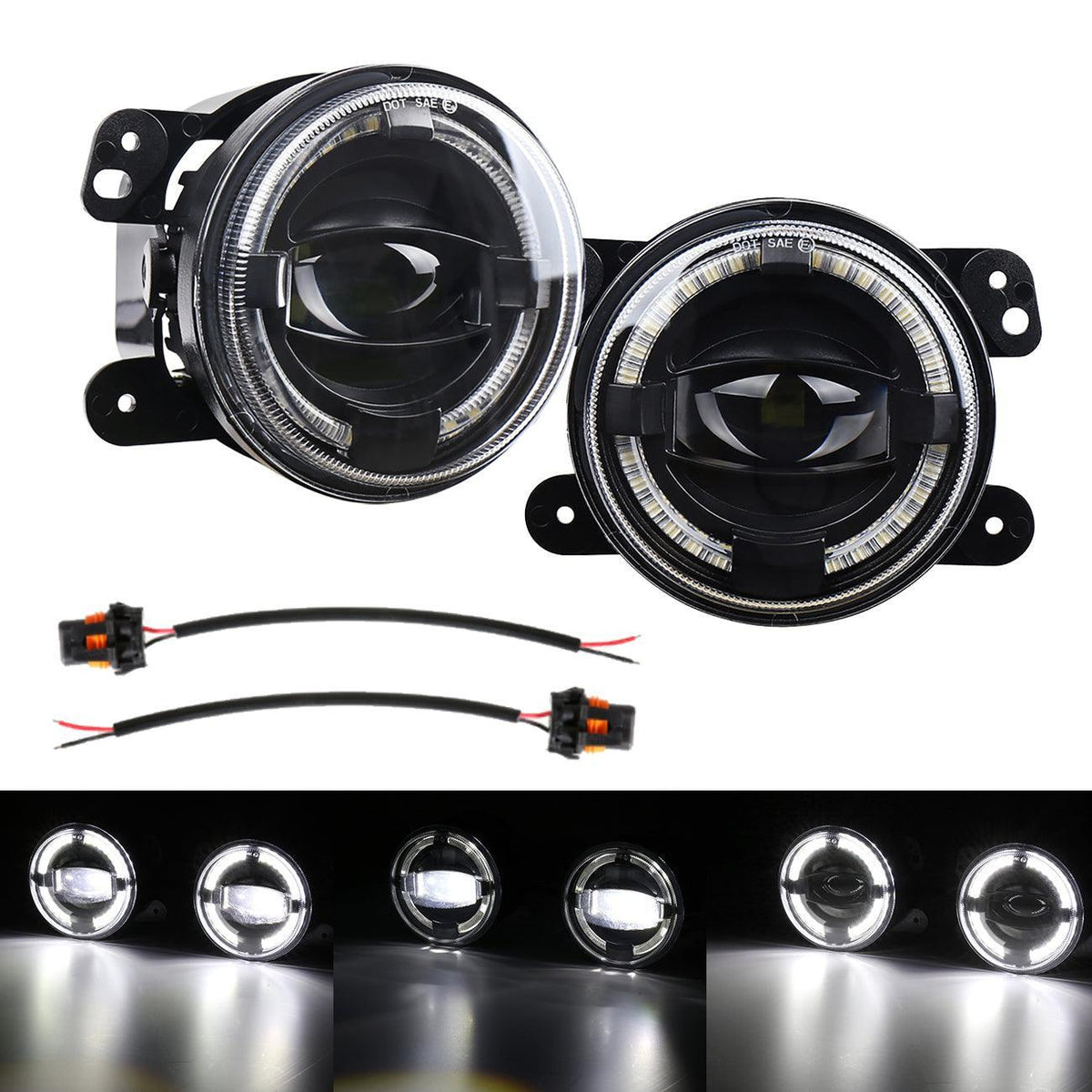 Auxbeam 4" 60W LED Fog Lights for Jeep Wrangler JK/ Jeep Grand Cherokee/ Dodge