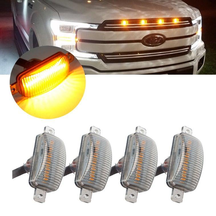 Auxbeam LED Front Hood Grille Lights Raptor Style Amber Light Fit for Pickup