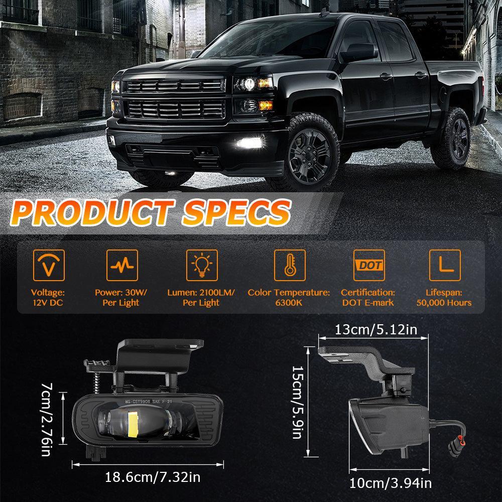Auxbeam 60W DOT Approved LED Fog Lights for for Chevrolet Silverado 1500/2500