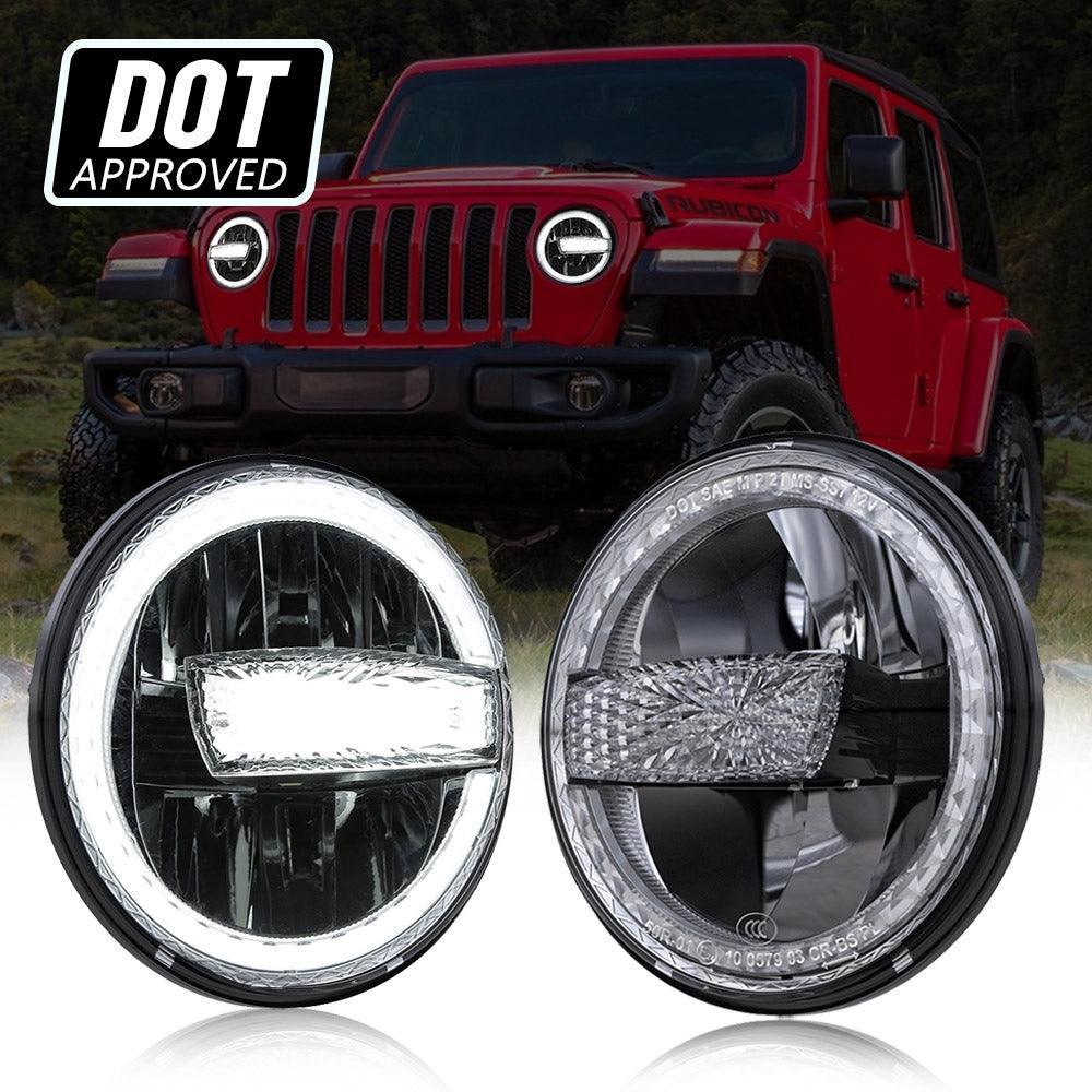 Auxbeam 7 Inch 90W DOT Approved LED Headlights for Jeep Wrangler JK TJ LJ CJ