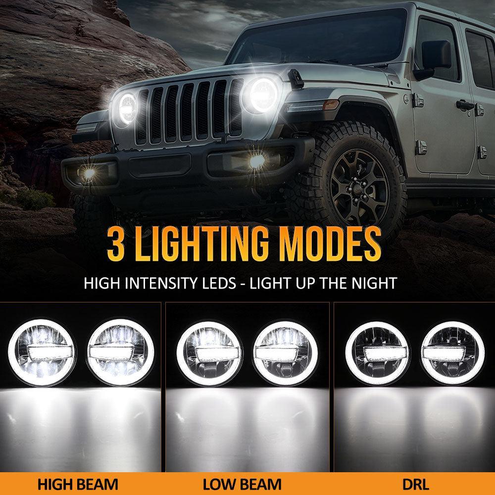 Auxbeam 7 Inch 90W DOT Approved LED Headlights for Jeep Wrangler JK TJ LJ CJ