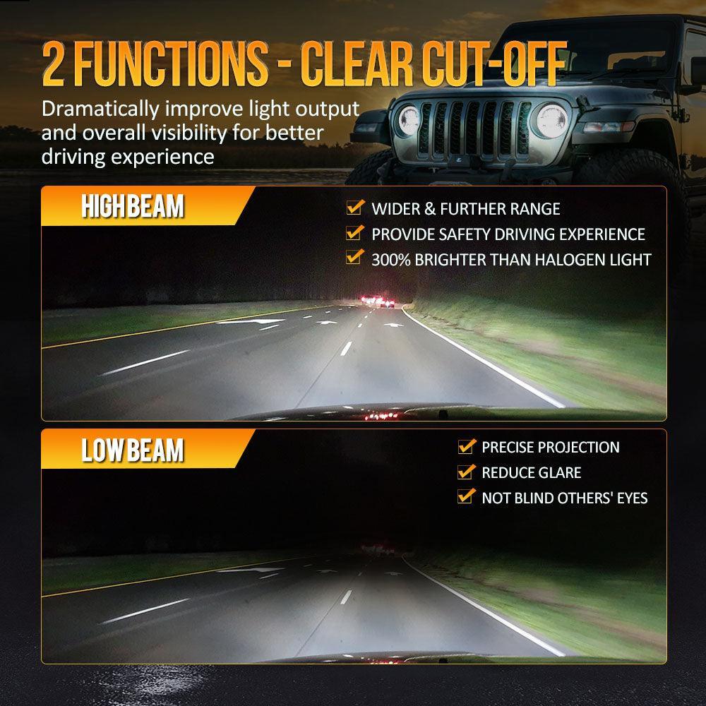 Auxbeam 7 Inch 90W DOT Approved LED Headlights for Jeep Wrangler JK TJ LJ CJ