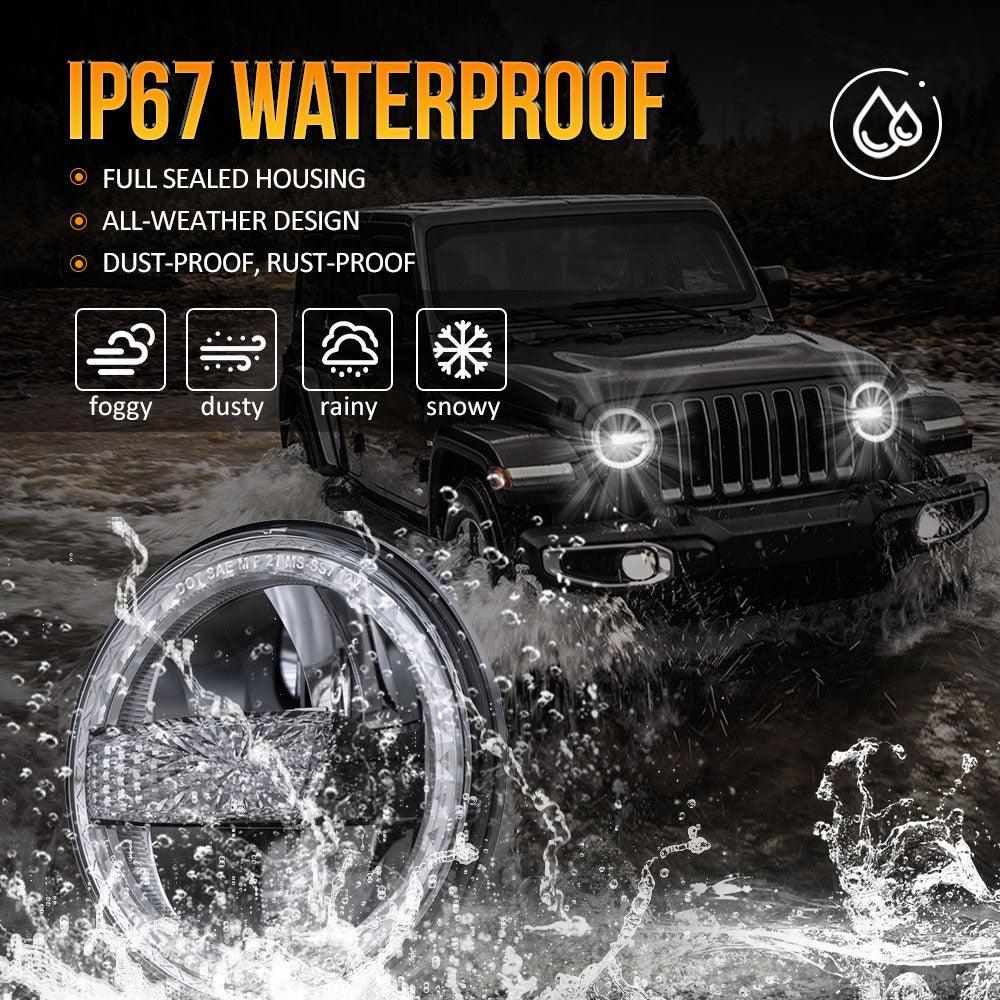 Auxbeam 7 Inch 90W DOT Approved LED Headlights for Jeep Wrangler JK TJ LJ CJ