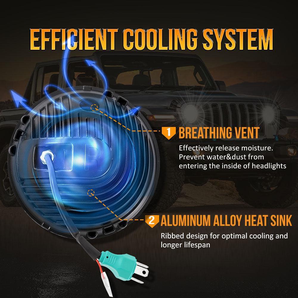 Auxbeam 7 Inch 90W DOT Approved LED Headlights for Jeep Wrangler JK TJ LJ CJ