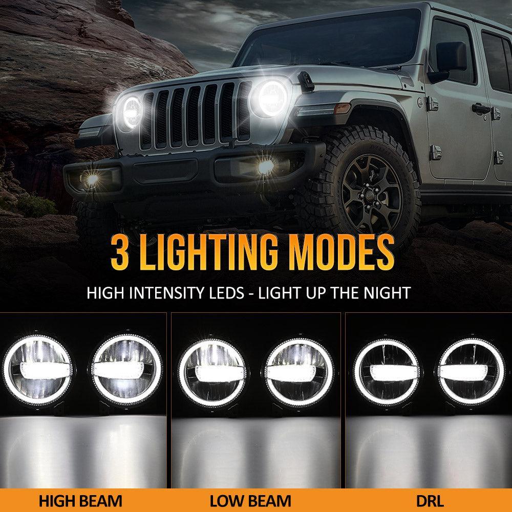 Auxbeam 9 Inch 120W DOT Approved LED Headlights for 2018-2021 Jeep JL JLU