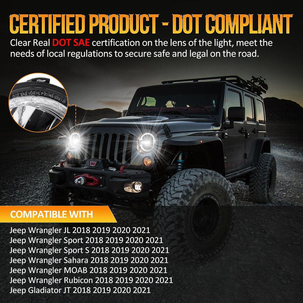 Auxbeam 9 Inch 120W DOT Approved LED Headlights for 2018-2021 Jeep JL JLU