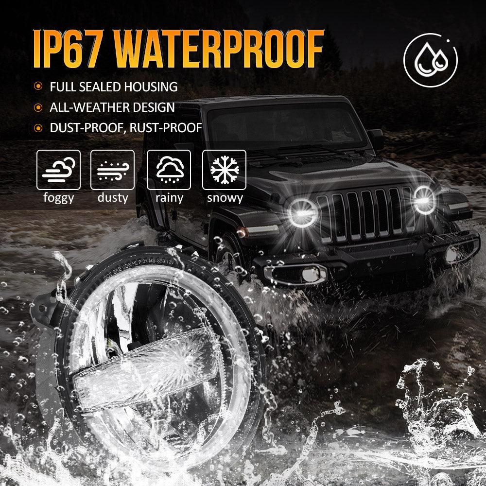 Auxbeam 9 Inch 120W DOT Approved LED Headlights for 2018-2021 Jeep JL JLU