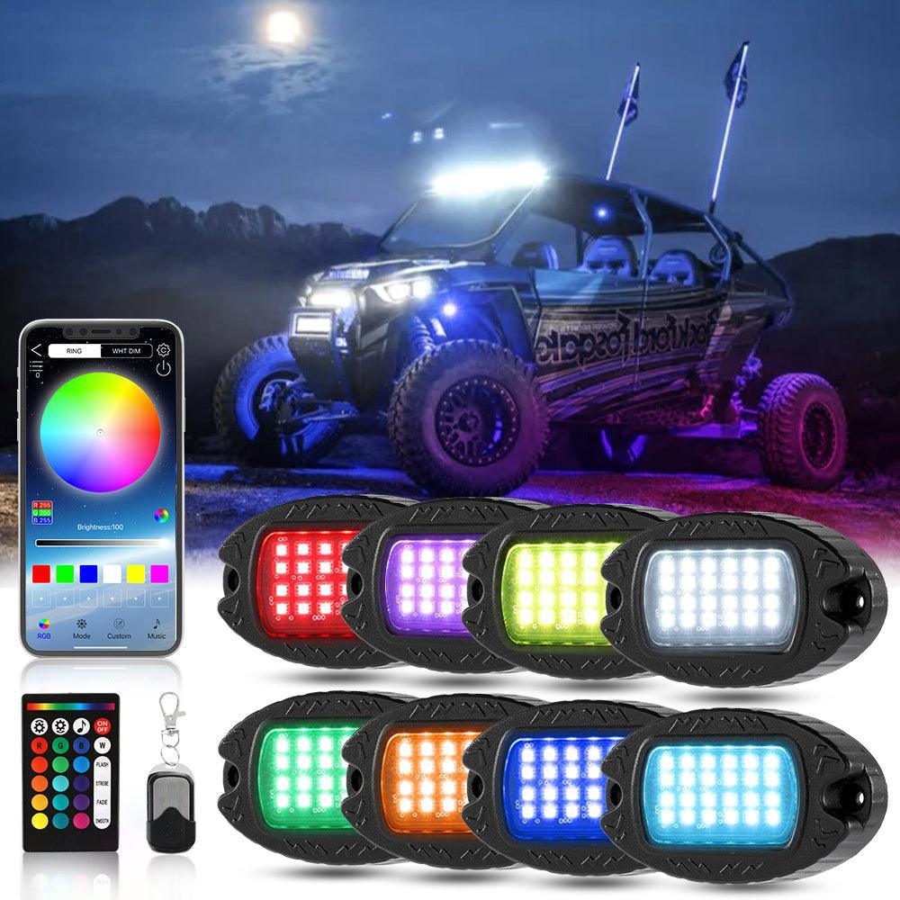 Auxbeam RGBW LED Rock Lights Kit with Bluetooth APP & Wireless Remote Control