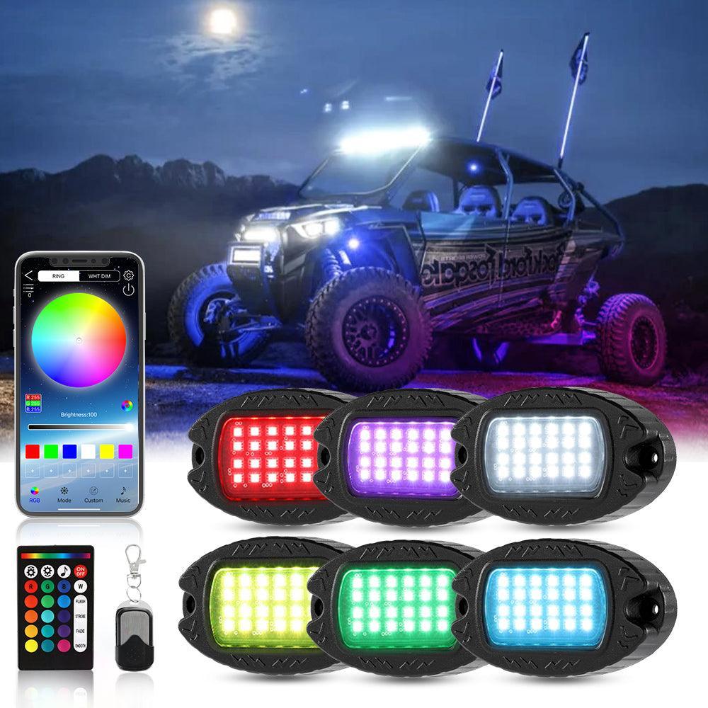 Auxbeam RGBW LED Rock Lights Kit with Bluetooth APP & Wireless Remote Control