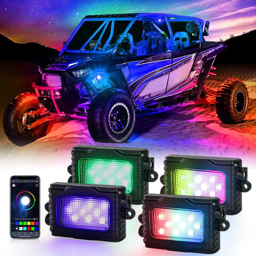 Auxbeam Magic Dream Color RGB LED Rock Lights Kit with Bluetooth APP Control