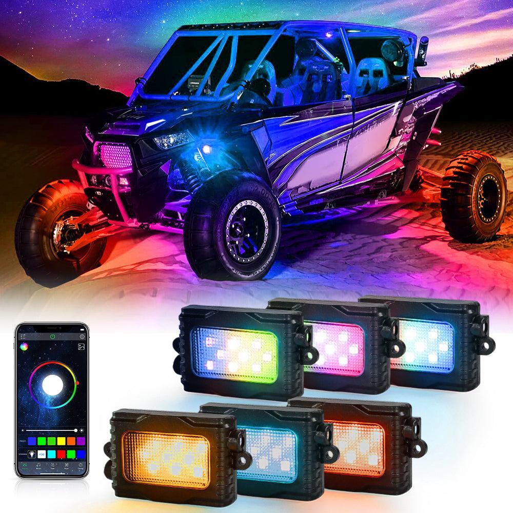 Auxbeam Magic Dream Color RGB LED Rock Lights Kit with Bluetooth APP Control