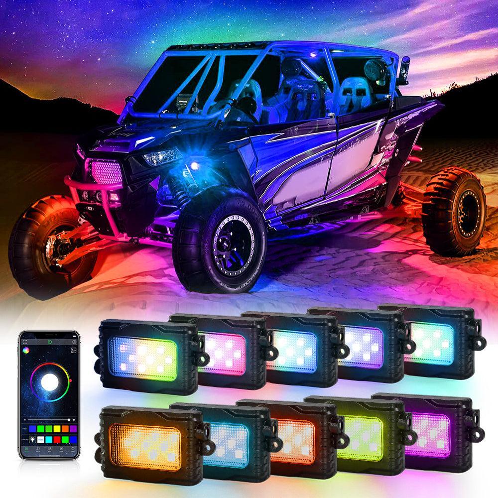 Auxbeam Magic Dream Color RGB LED Rock Lights Kit with Bluetooth APP Control