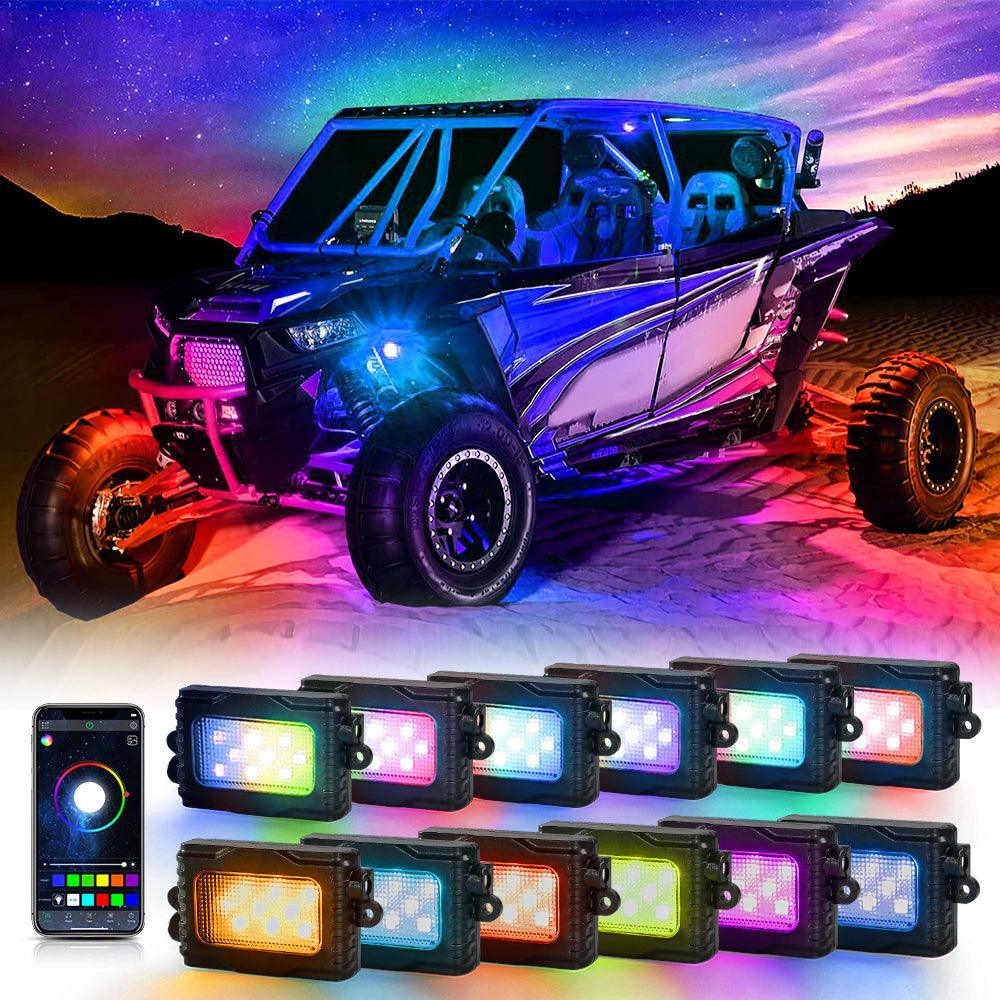 Auxbeam Magic Dream Color RGB LED Rock Lights Kit with Bluetooth APP Control