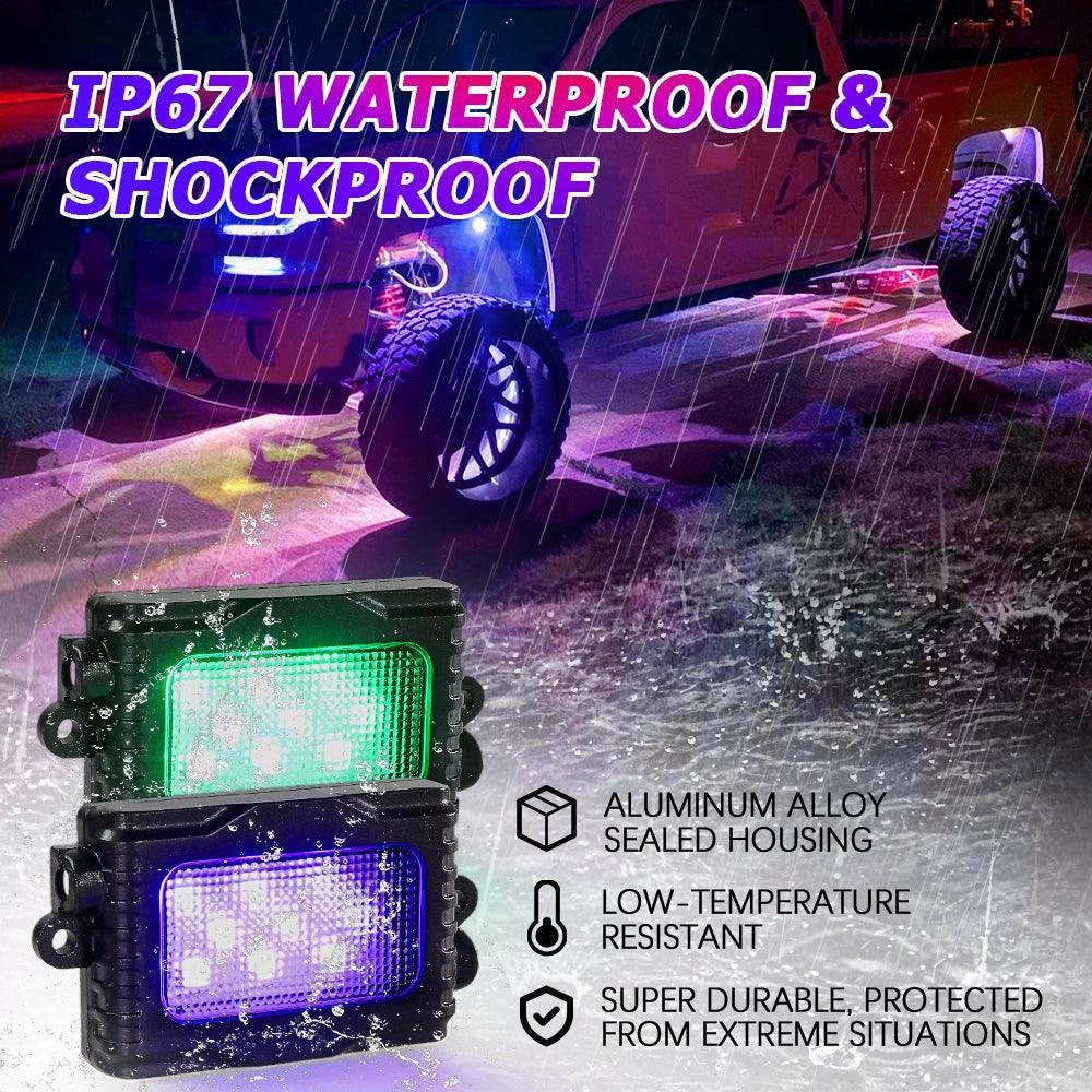 Auxbeam Magic Dream Color RGB LED Rock Lights Kit with Bluetooth APP Control