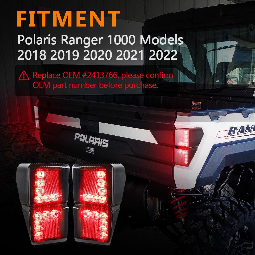 Auxbeam Smoked LED Tail Lights Rear for Polaris Ranger 1000 Models 2018-2022