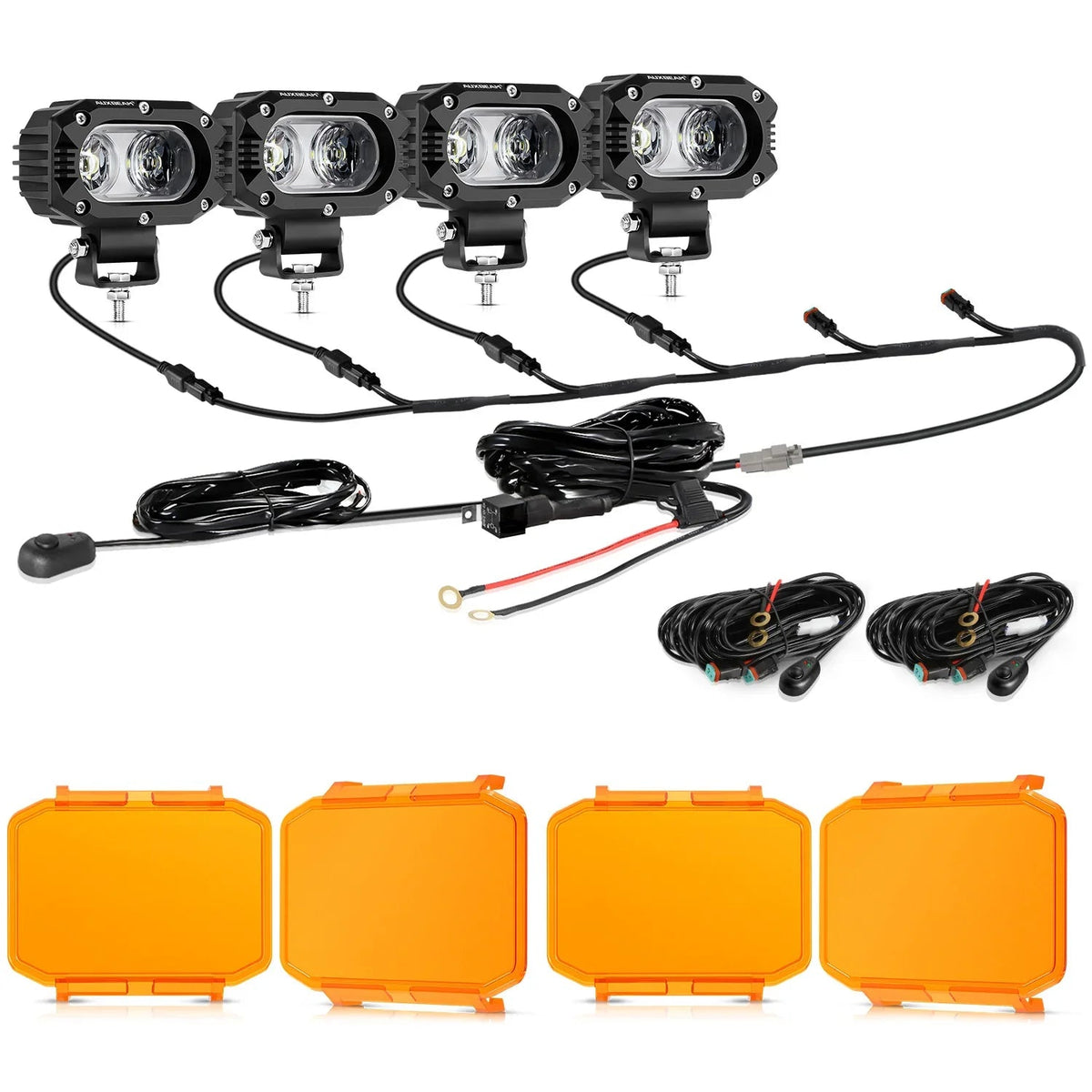 Auxbeam R4 Series 4 Inch 60W Corrugated Lens 120° Wide Beam LED Pods Lights