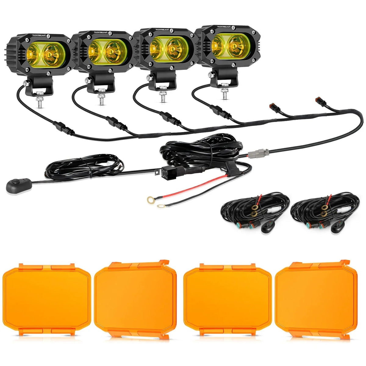 Auxbeam R4 Series - 4 Inch 60W LED Pods Light Flood Beam Amber Light