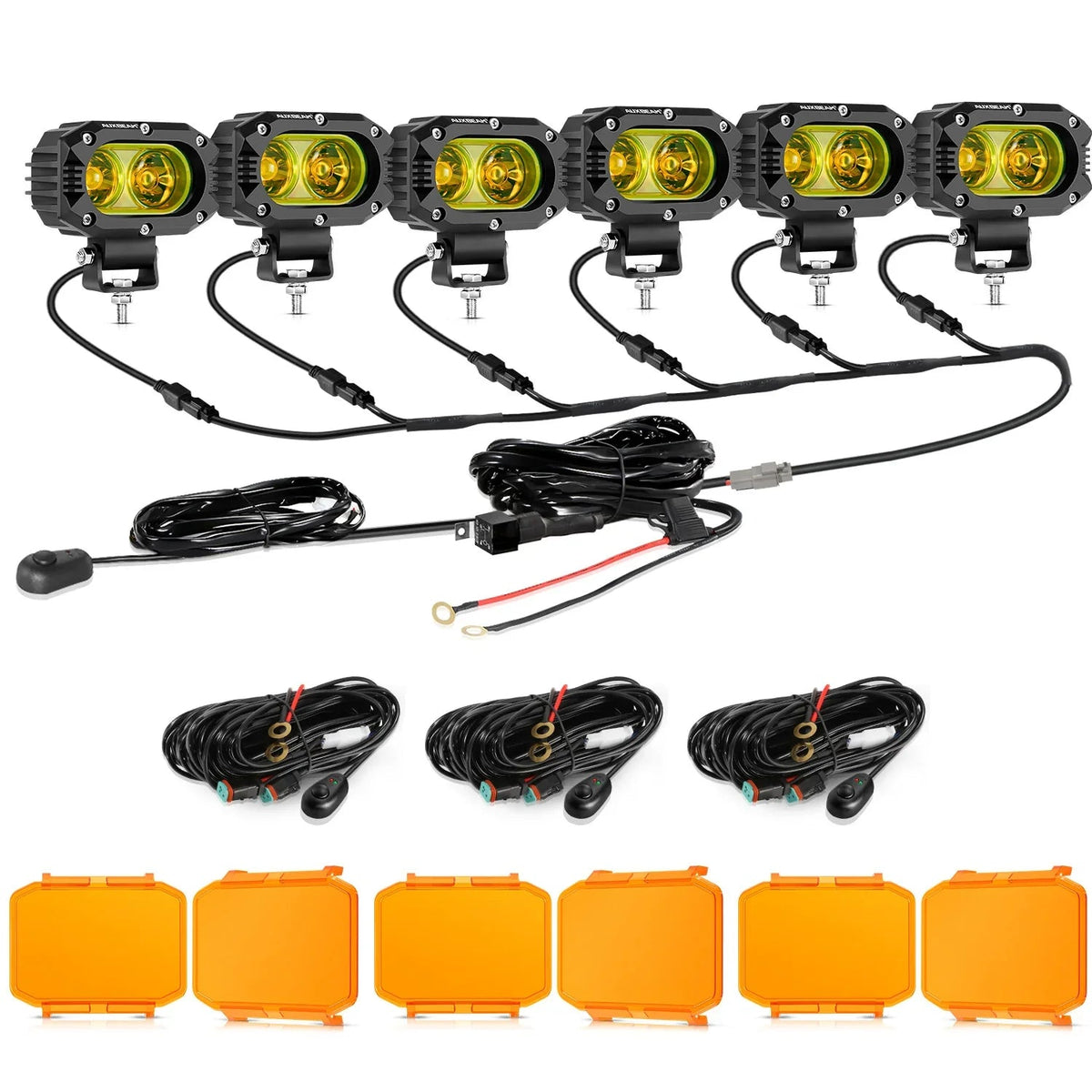 Auxbeam R4 Series - 4 Inch 60W LED Pods Light Flood Beam Amber Light