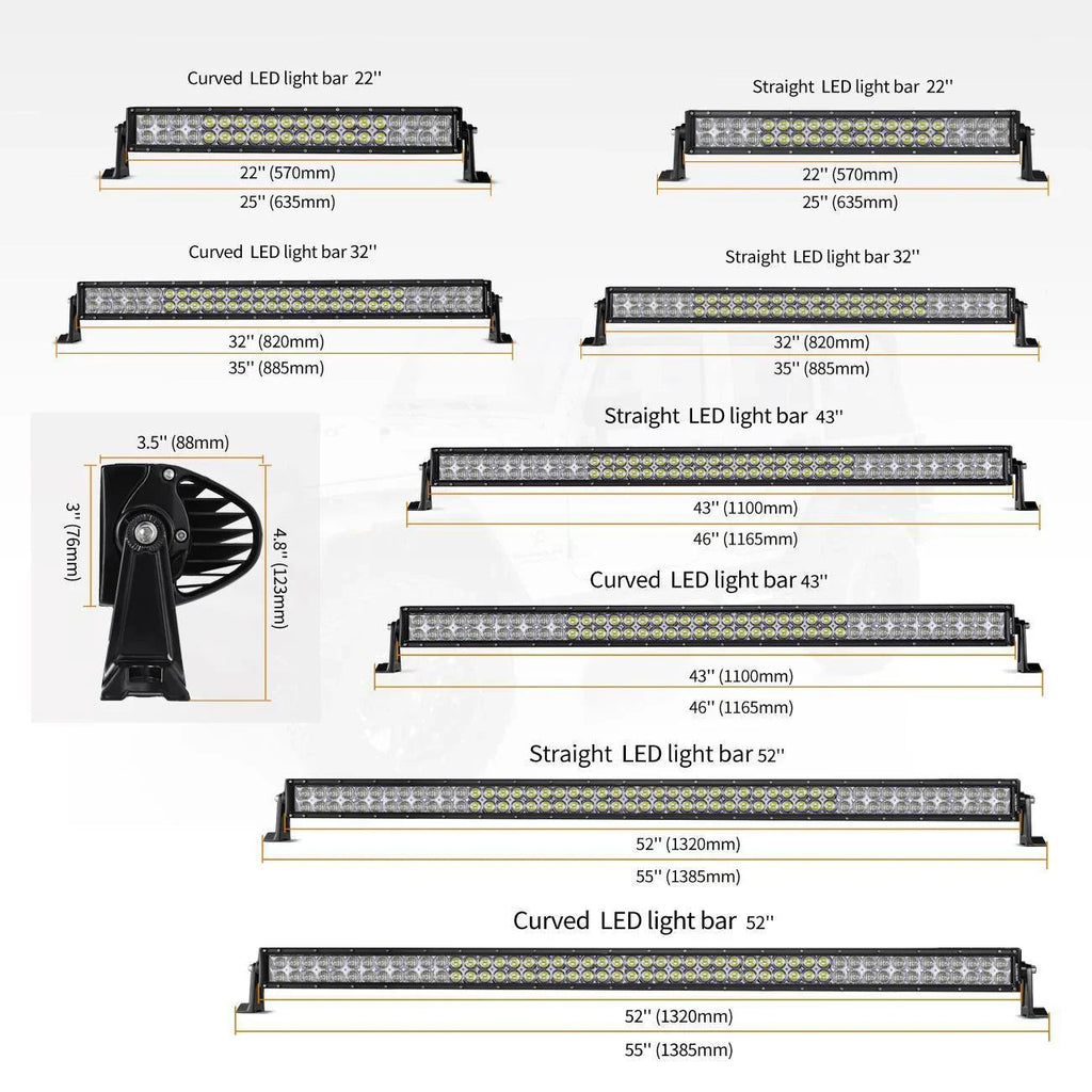 Auxbeam 22 Inch-52 Inch 5D Series Straight/Curved Combo Beam Double Row LED