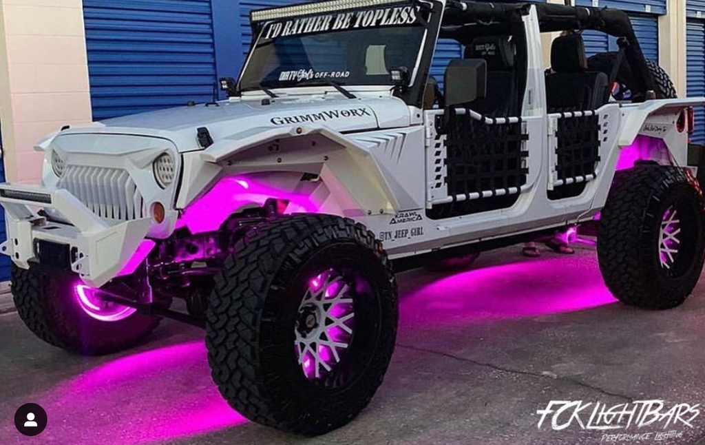 purple high intensity wheel lights 