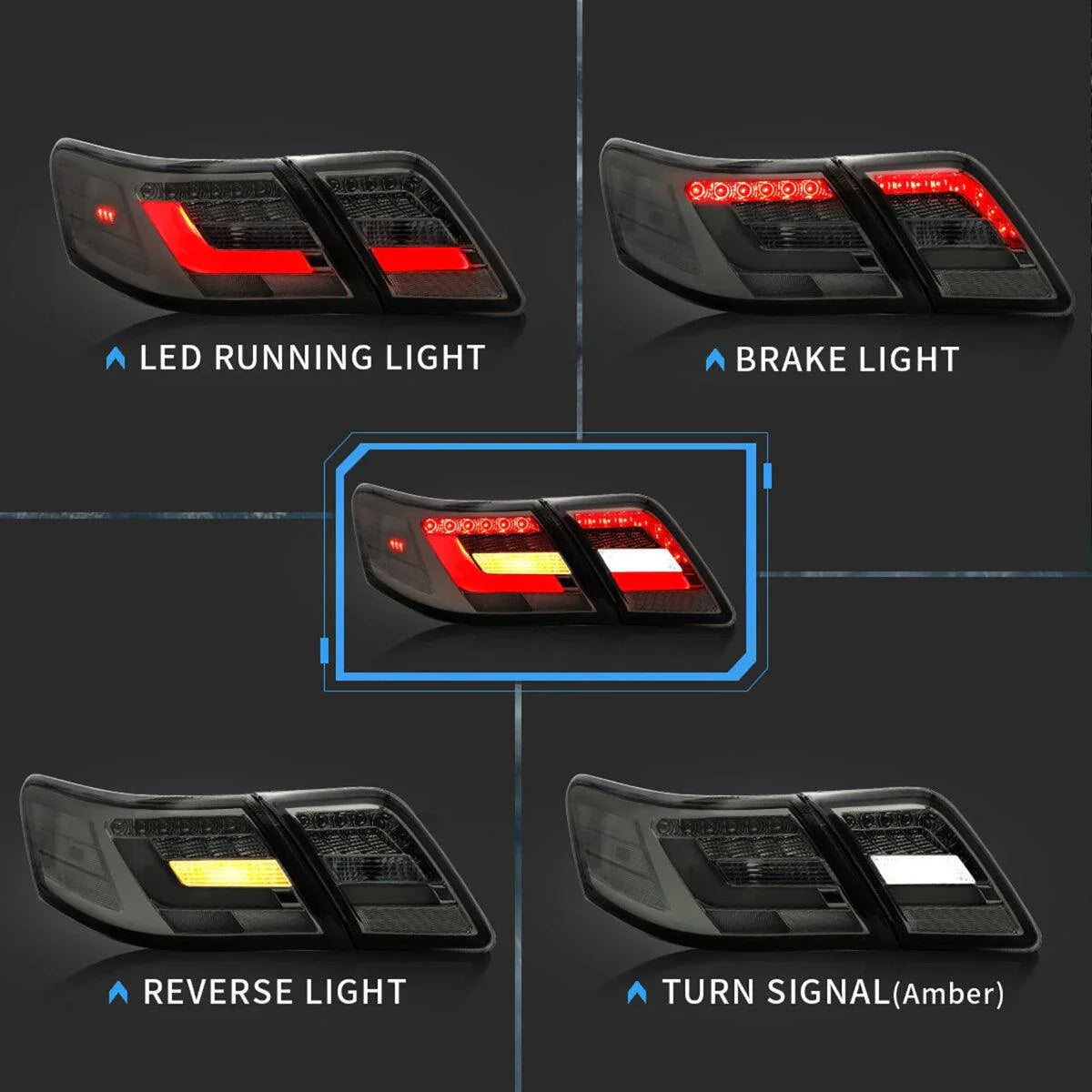 Vland LED Tail Lights Assembly for 2006-2011 Toyota Camry XV40 Regular Models