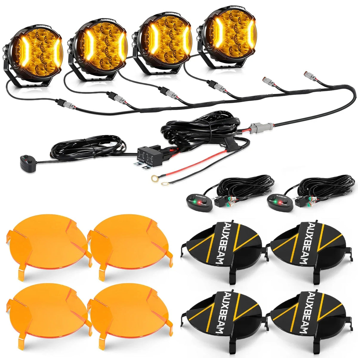 Auxbeam V-ULTRA Series 5 Inch 172W LED Side Shooter Amber Pod Lights
