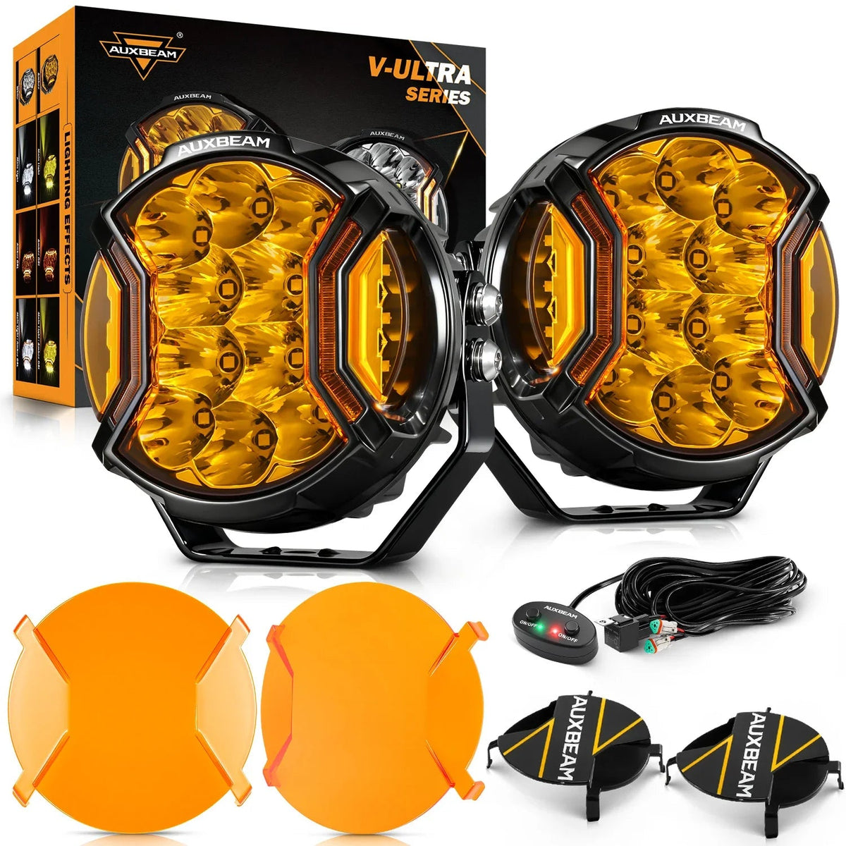 Auxbeam V-ULTRA Series 5 Inch 172W LED Side Shooter Amber Pod Lights
