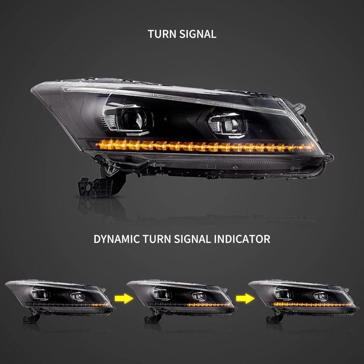 Vland LED Headlight Assembly for 2008-2012 Honda Accord 8th Gen Inspire US Type