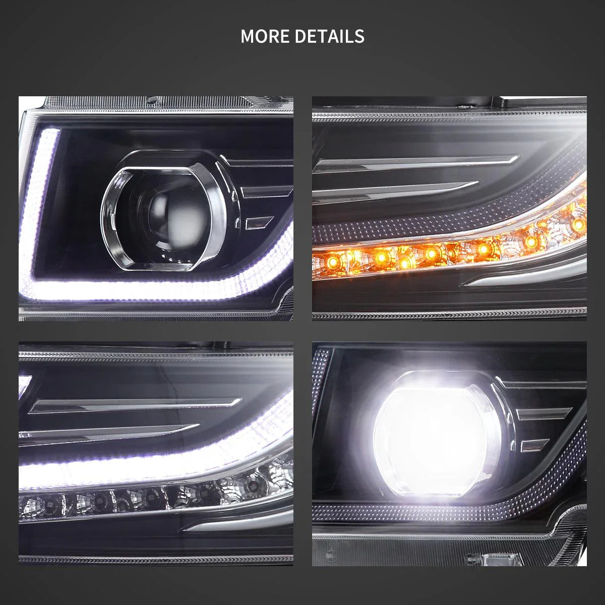 Vland LED Headlight Assembly Dual Beam for 2007-2015 Toyota FJ Cruiser XJ10