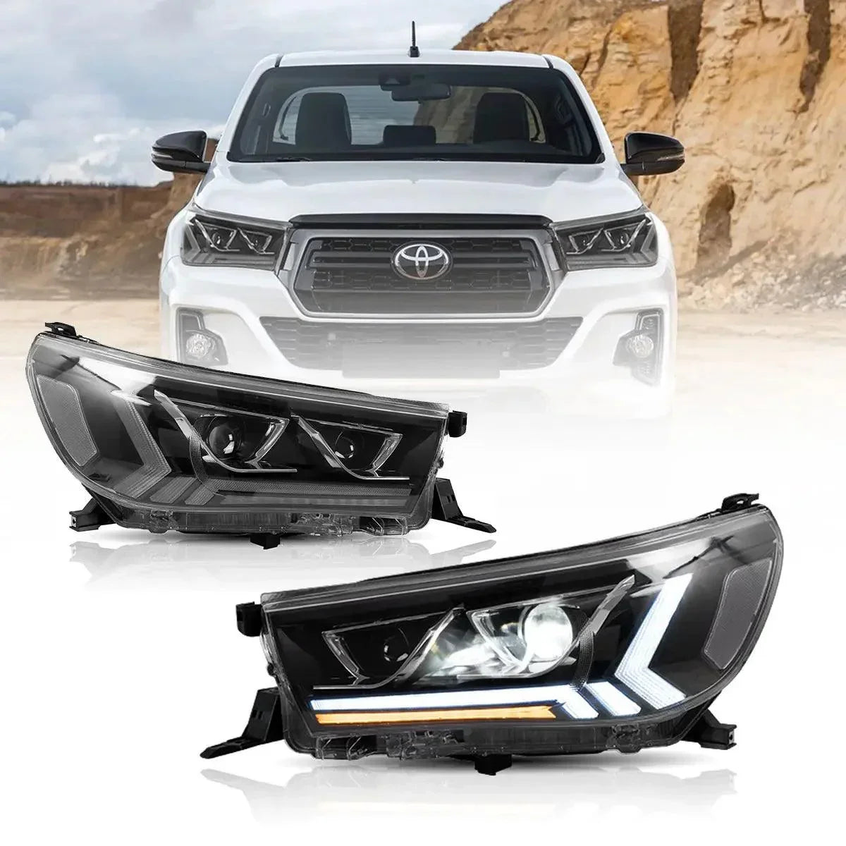 Vland LED Headlight Assembly 2nd Dual for 2015-2020 Toyota Hilux SR5 8th Gen