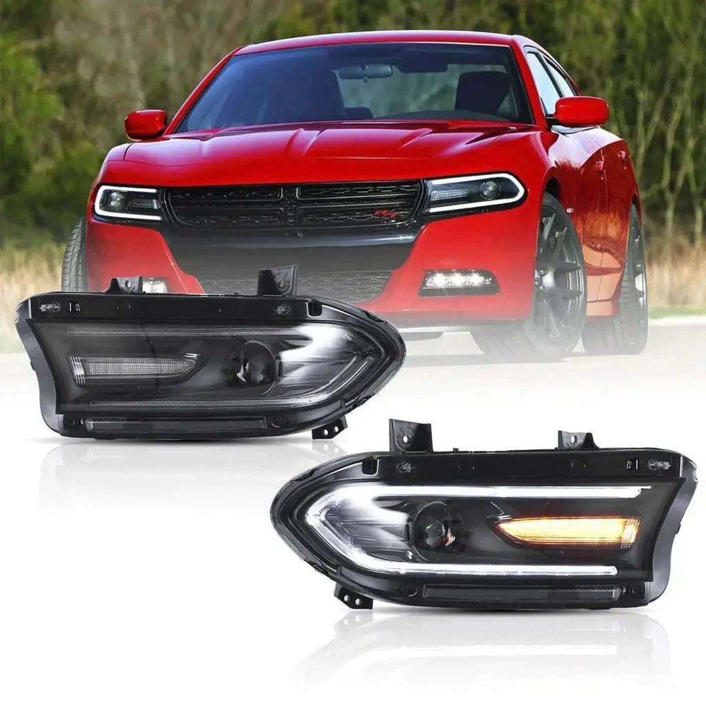Vland LED Headlight Assembly Dual Beam for 2015-2023 Dodge Charger 7th Gen (LD)