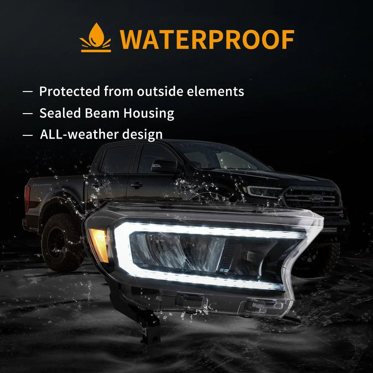 Vland LED Headlight Assembly Matrix for 2016-2021 Ford Ranger 3rd Gen P375