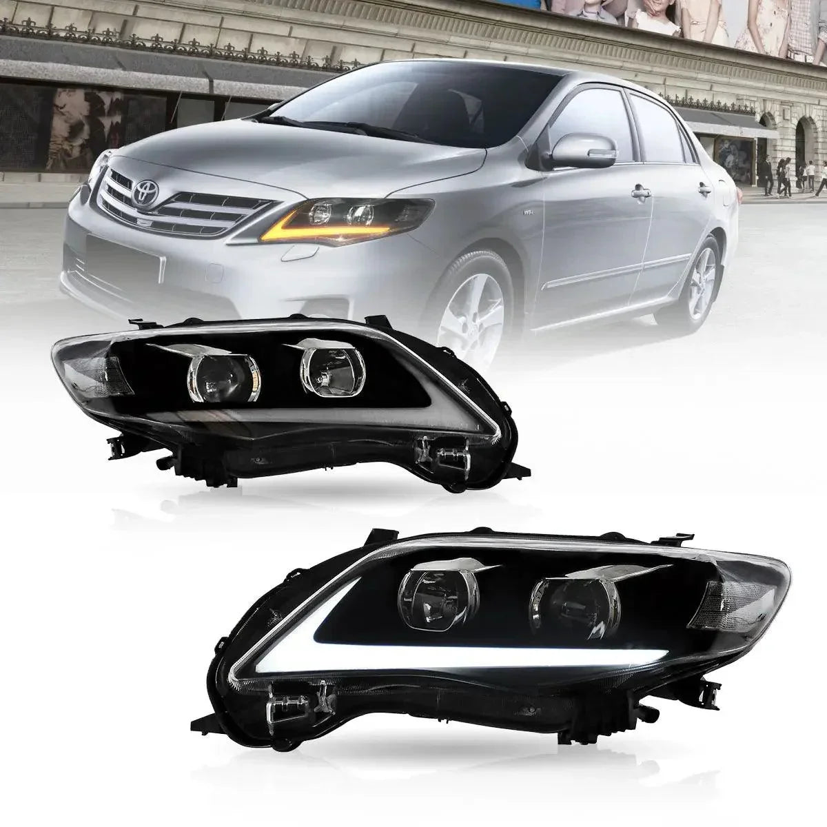 Vland LED Headlight Assembly Projector for 2011-2013 Toyota Corolla 10th Gen