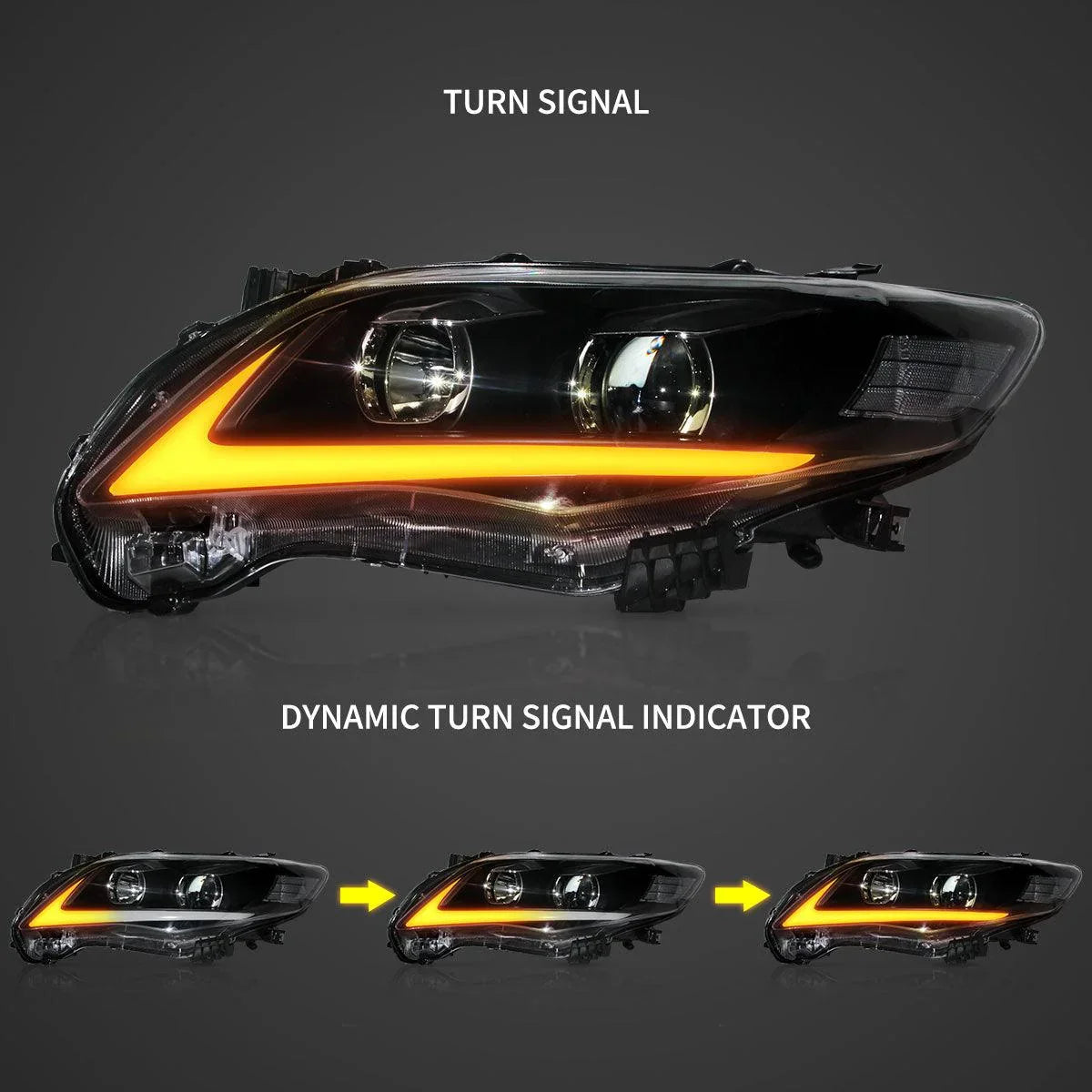Vland LED Headlight Assembly Projector for 2011-2013 Toyota Corolla 10th Gen