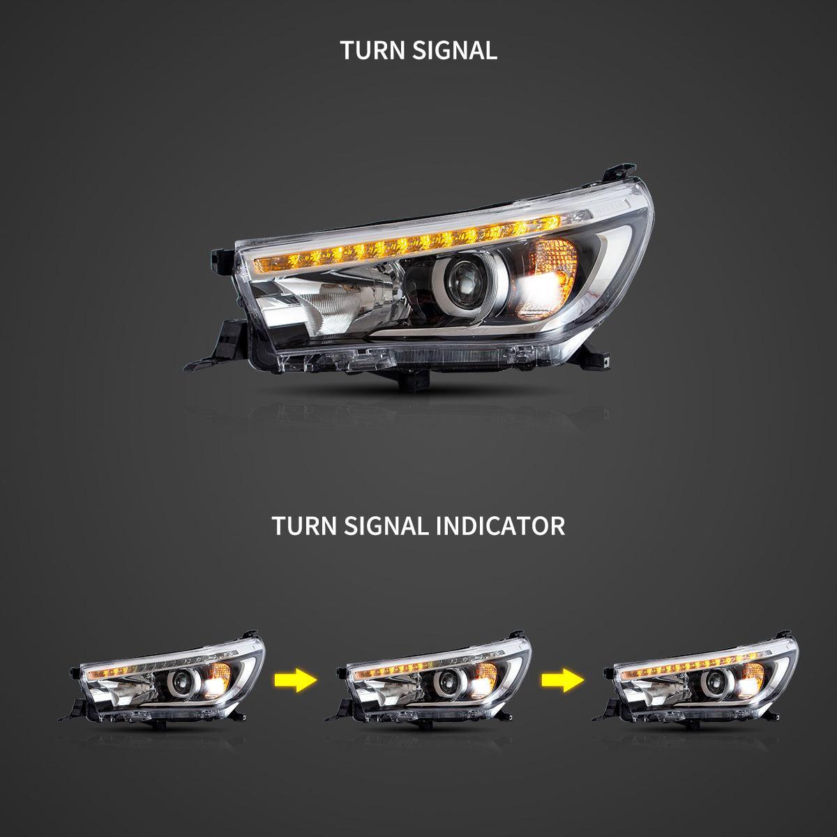 Vland LED Headlight Assembly Dual Beam for 2015-2020 Toyota Hilux SR5 8th Gen
