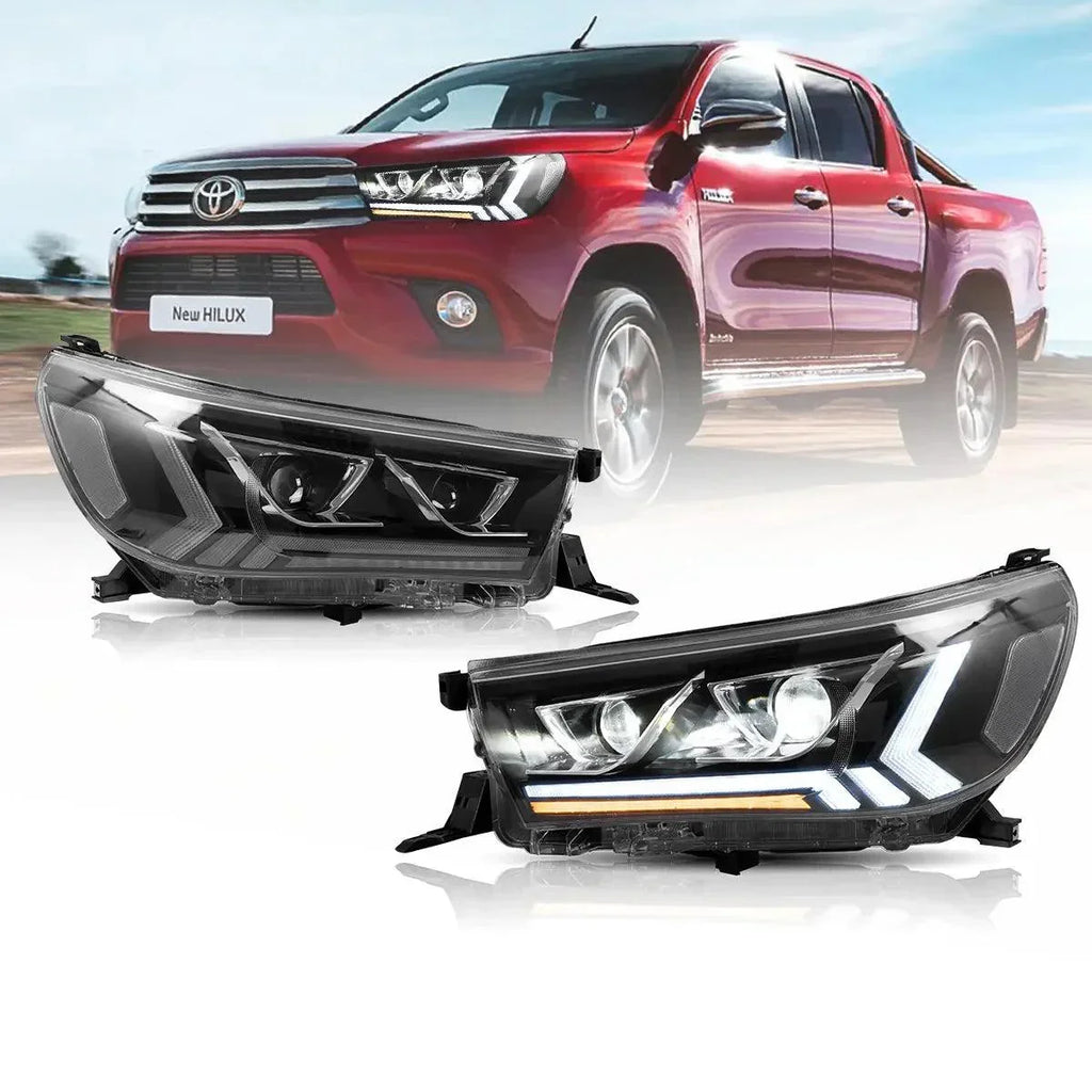 Vland LED Headlight Assembly Dual Beam for 2015-2020 Toyota Hilux SR5 8th Gen