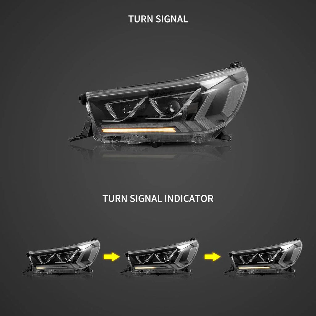 Vland LED Headlight Assembly Dual Beam for 2015-2020 Toyota Hilux SR5 8th Gen
