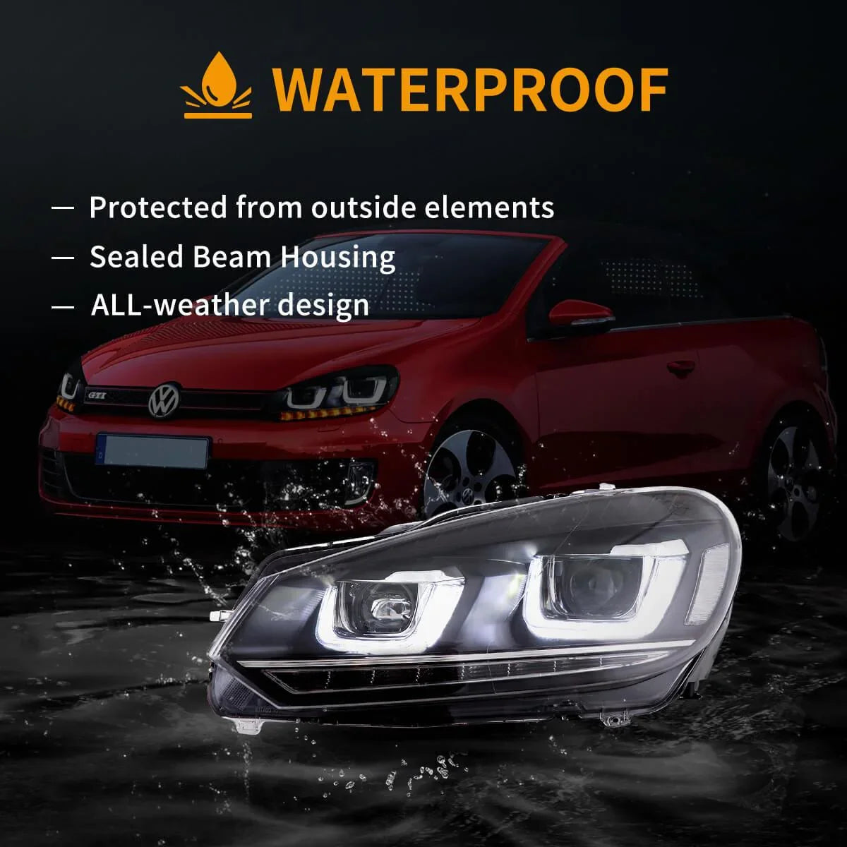 Vland LED Headlight for 2008-2014 Volkswagen Golf 6th Gen (Mk6/A6 Typ 5K)