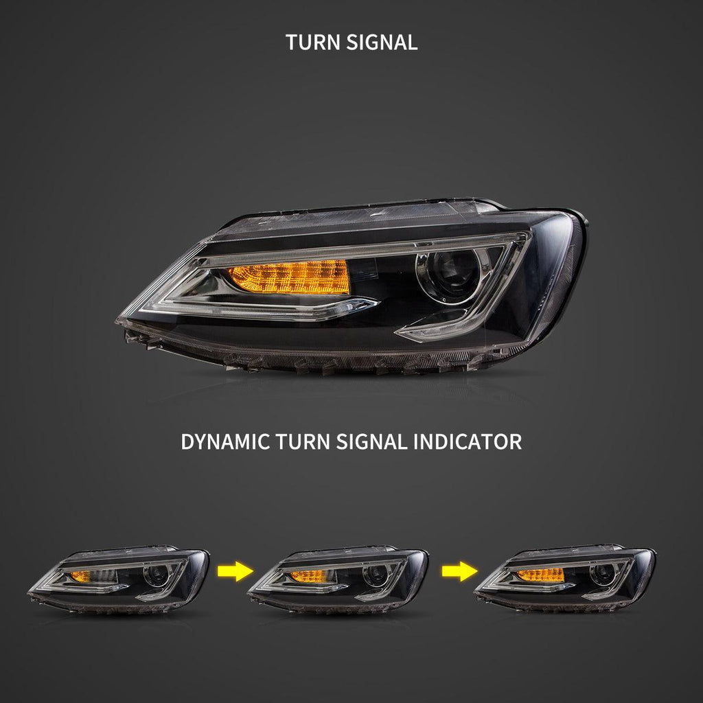 Vland LED Headlight Assembly Dual Beam Projector for 2010-2018 Volkswagen Jetta