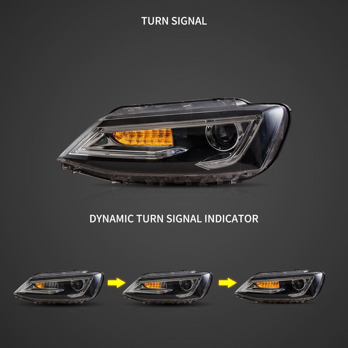 Vland LED Headlight Assembly Dual Beam Projector for 2010-2018 Volkswagen Jetta