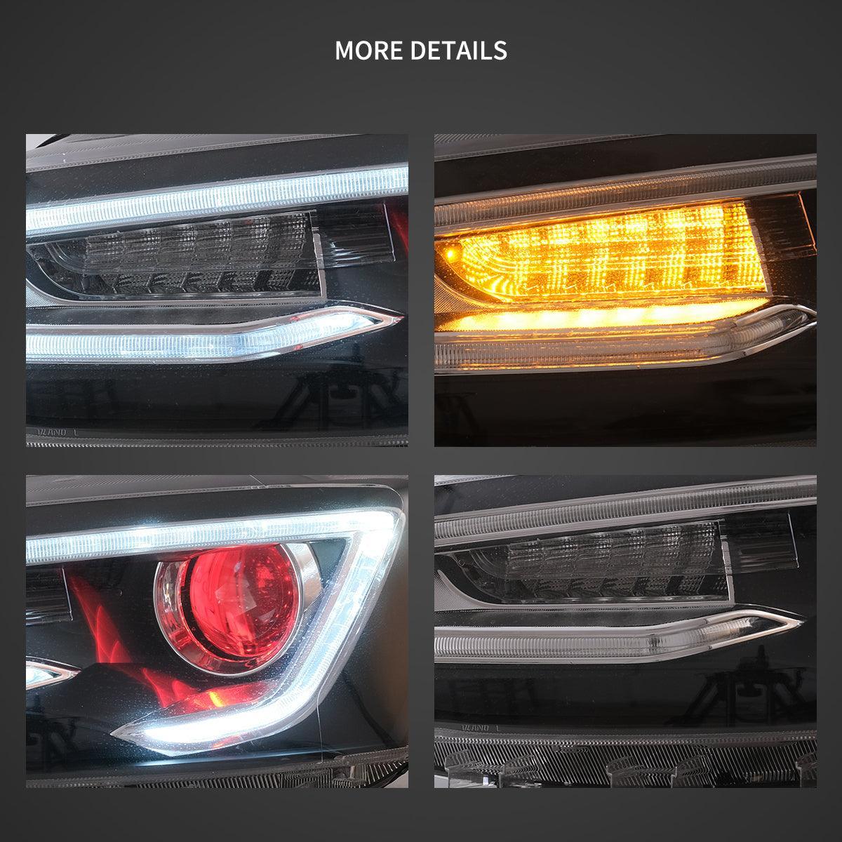 Vland LED Headlight Assembly Dual Beam Projector for 2010-2018 Volkswagen Jetta