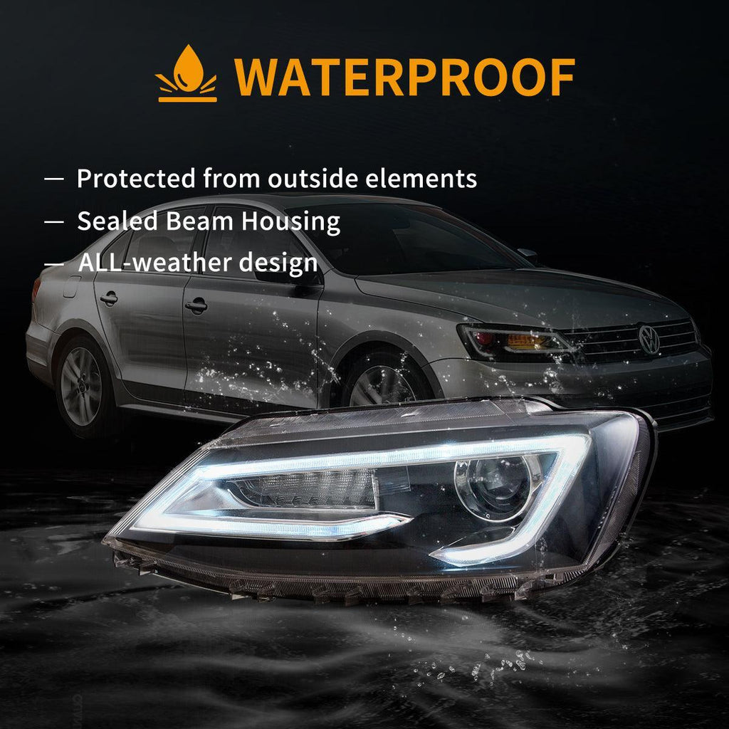 Vland LED Headlight Assembly Dual Beam Projector for 2010-2018 Volkswagen Jetta