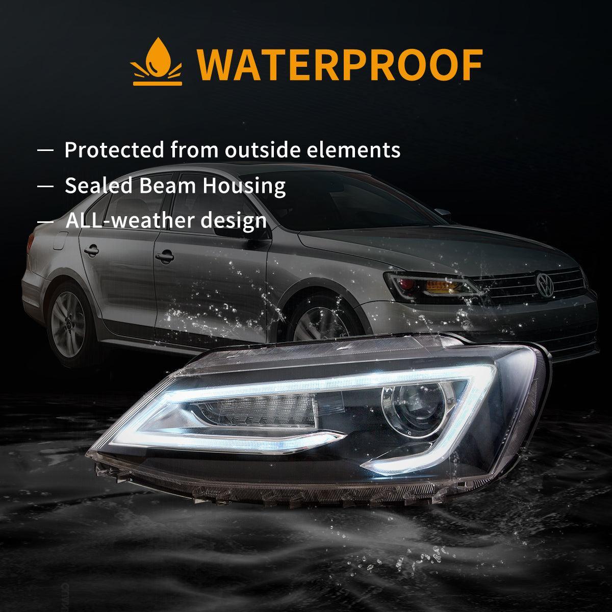 Vland LED Headlight Assembly Dual Beam Projector for 2010-2018 Volkswagen Jetta