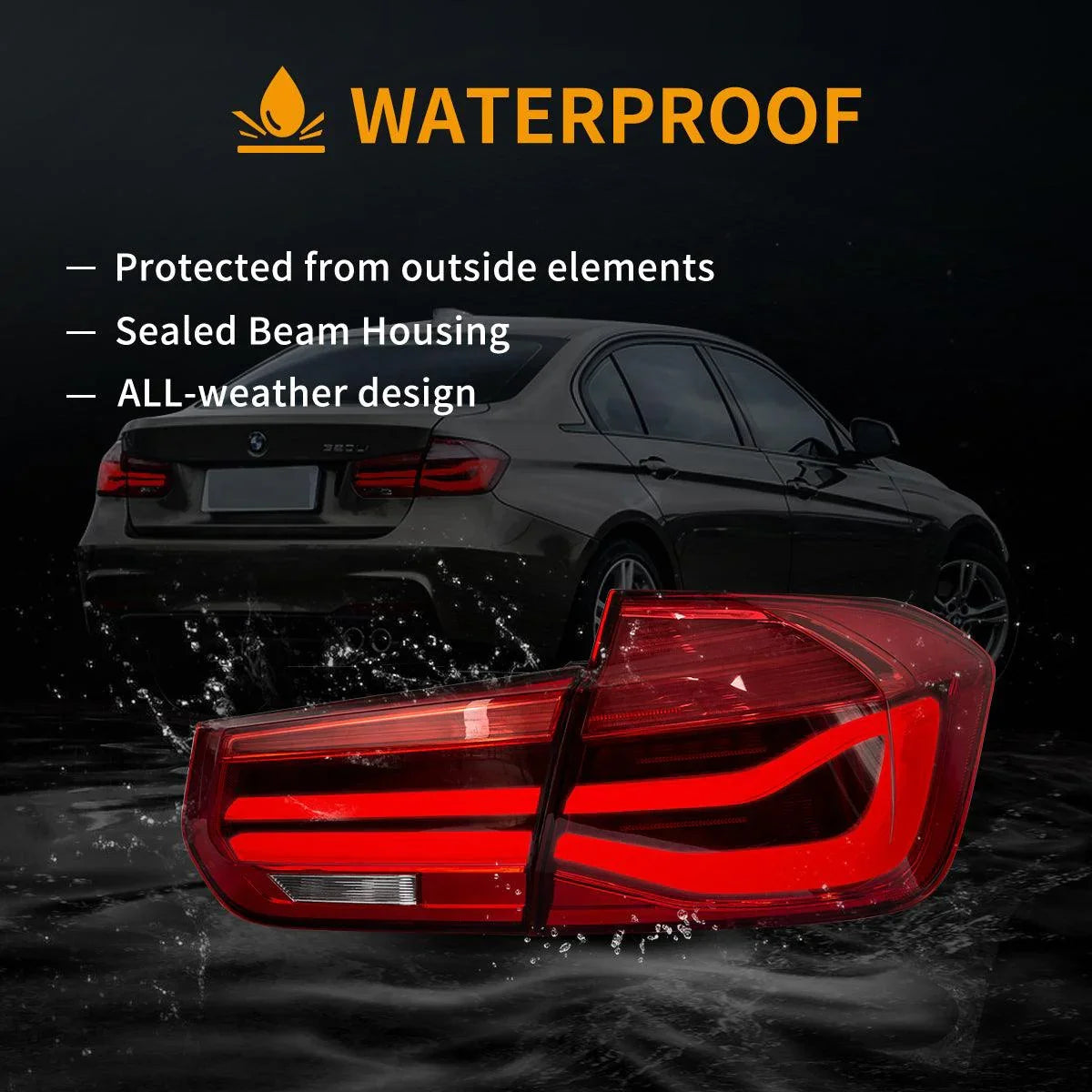 Vland LED Tail Lights Assembly for 2012-2019 BMW 3
