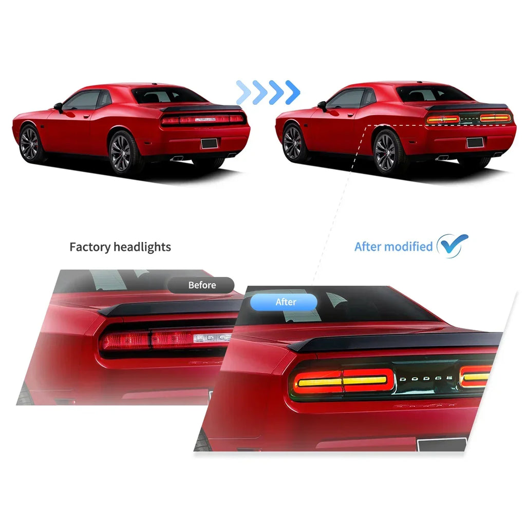 Vland LED Tail Lights Assembly for 2008-2014 Dodge Challenger 3rd Gen (LC)