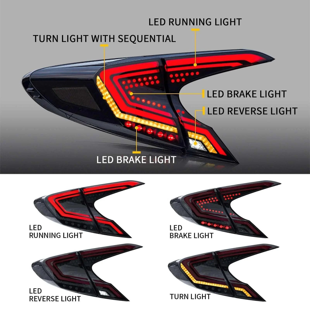 Vland LED Tail Light Assembly for 2018-2020 Toyota CHR/C-HR